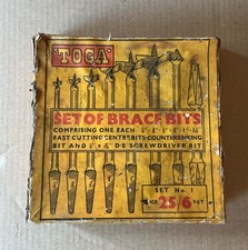 Toga Set of x8 Brace Bits Vintage Woodworking Tools. (Buck & Hickman).