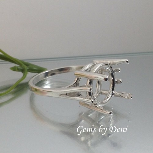 (9-15mm) Round Ladies Wire Mount Sterling Silver Pre-Notched Ring Setting Size 7 - Picture 8 of 8