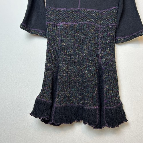 Anthropologie Curio Maglione Vestito Donna XS Nero Scollo Cappuccio Strega Gotico Boho - Foto 9 di 13