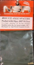 4810 NSR 3/32" Brass Axle Spacers 0.005" 10 pack 1:32 Slot Car Part