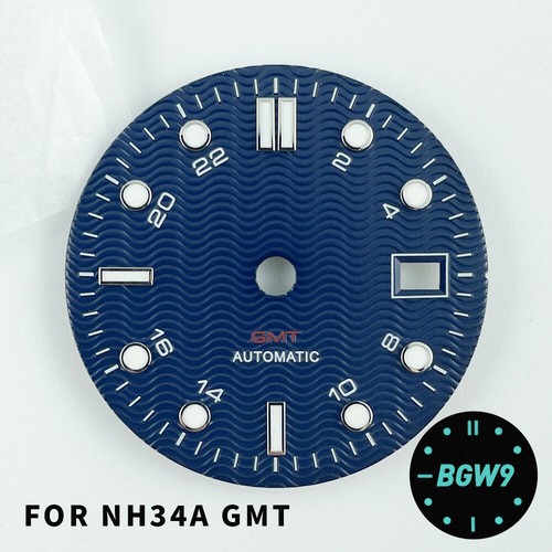 31mm Watch Dial SM300M Style for NH34A GMT BGW9 Lume Dual Time 24 Hours Black - Picture 7 of 7