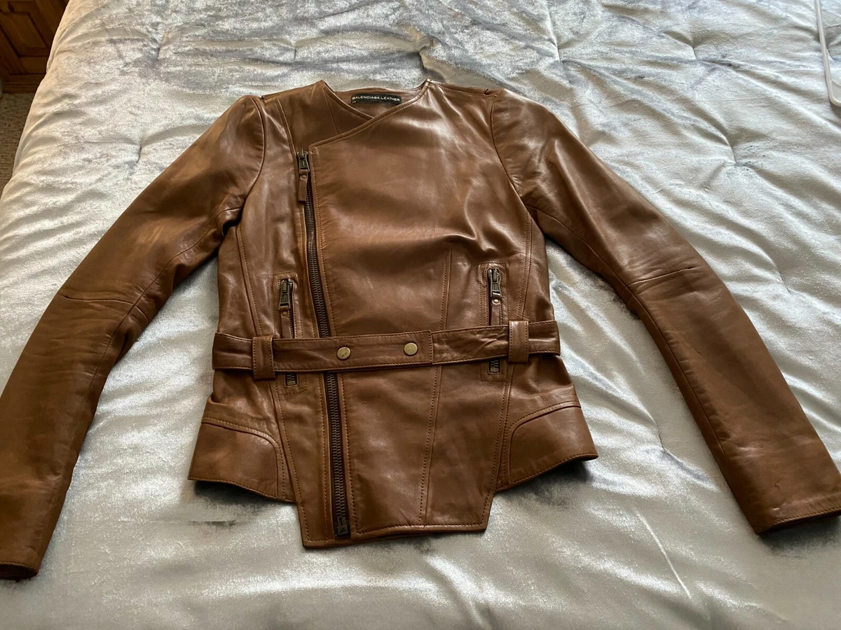 BALENCIAGA LEATHER JACKET LAMBSKIN WOMEN Size 36 eBay