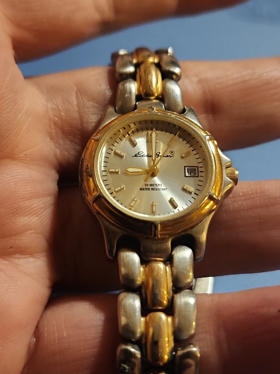 エディーバウアー✨シルバー 50m防水手巻きアナログ時計 Eddie Bauer Watch Men Date 24hr Stainless Silver Water Res