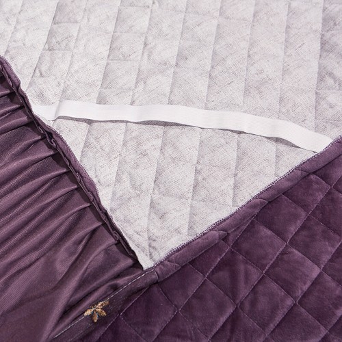 Solid Quilted Velvet Lace Bed Skirt Bedspread Twin King Soft Warm Fitted Sheets - Picture 59 of 63