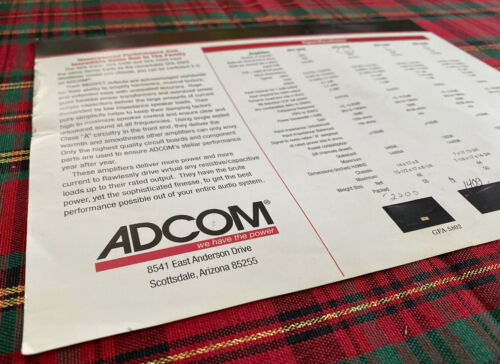 ADCOM GFA FAMILY POWER AMPLIFIERS ORIGINAL PROMOTIONAL PRODUCT LEAFLET AD M923x - Picture 3 of 3