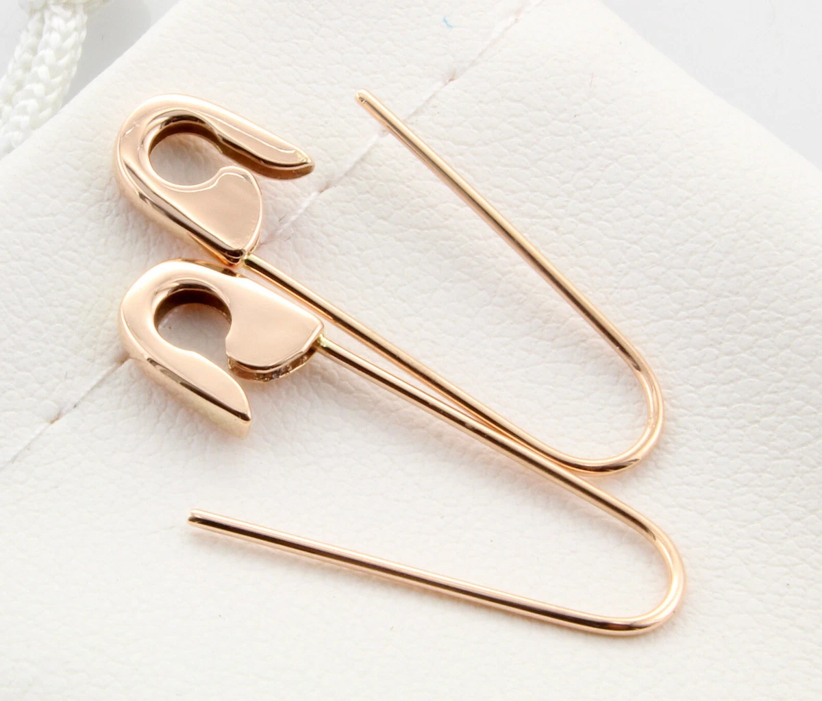 14K Gold Large Size Safety Pin Earring Looped End / Single Earring / 14K Rose Gold