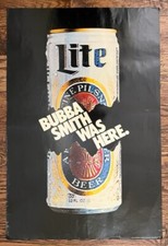 VINTAGE 1980s Miller Lite Beer Poster ~ Bubba Smith was Here ~ 20" x 30" Poster