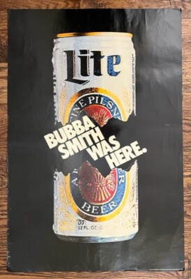 VINTAGE 1980s Miller Lite Beer Poster ~ Bubba Smith was Here ~ 20'' x 30'' Poster