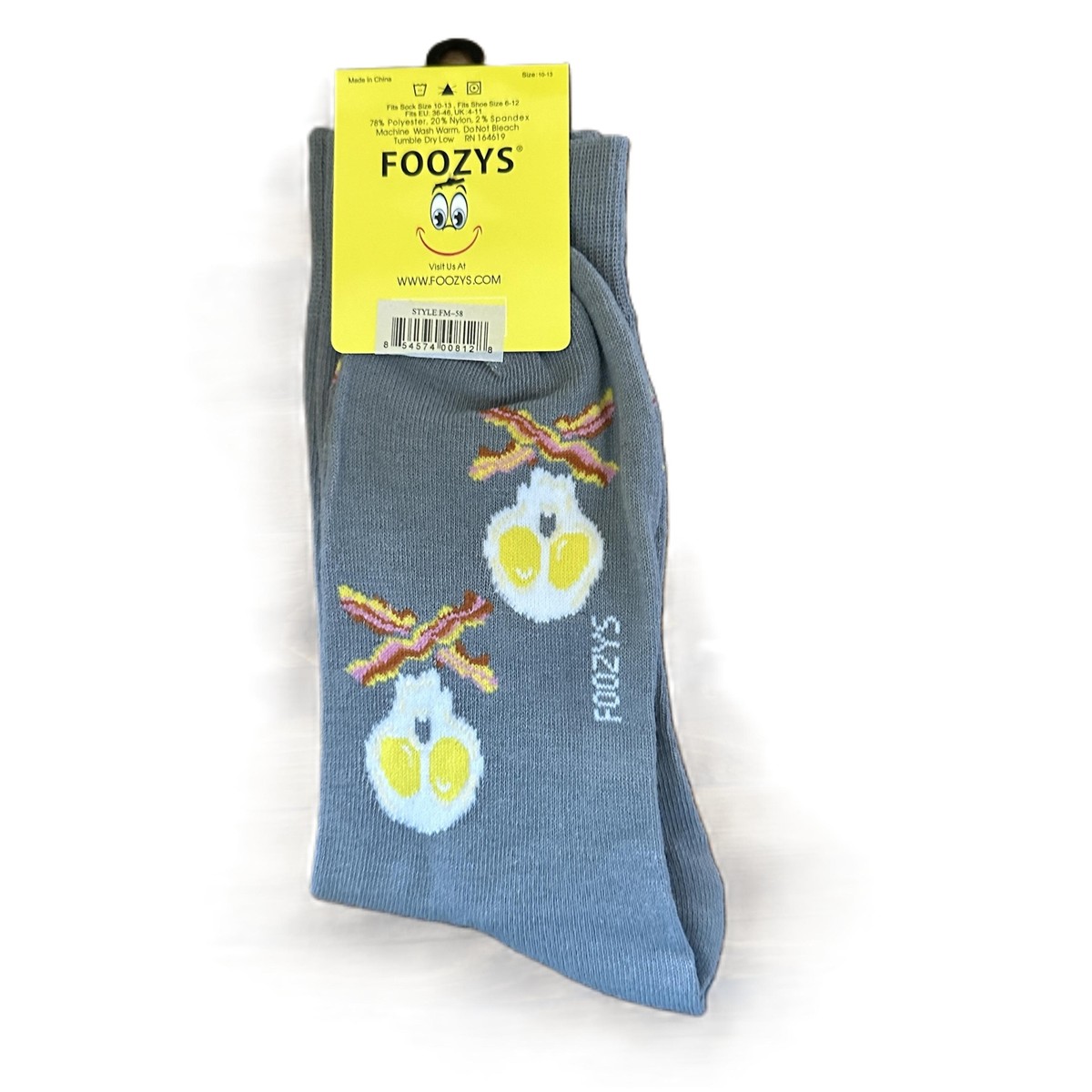 Foozy Bacon Eggs Skull Crossbones Pattern Fun Novelty Men Grey