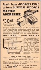 Carte postale publicitaire Chicago Mail Order "MAÎTRE ADRESSEUR" équipement professionnel