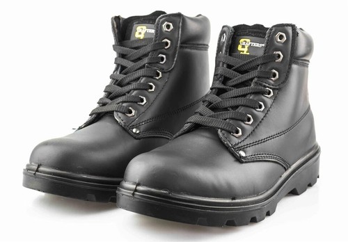 Botas de trabajo Grafters M569A de cuero con puntera de acero acolchadas al tobillo de seguridad negras - Imagen 8 de 8