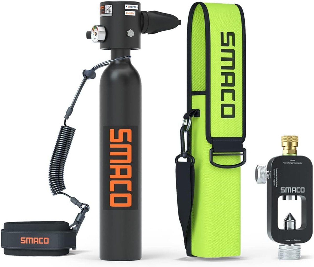 SMACO 0.5L Mini Scuba Diving Tank S300 Plus + Refill Adapter +