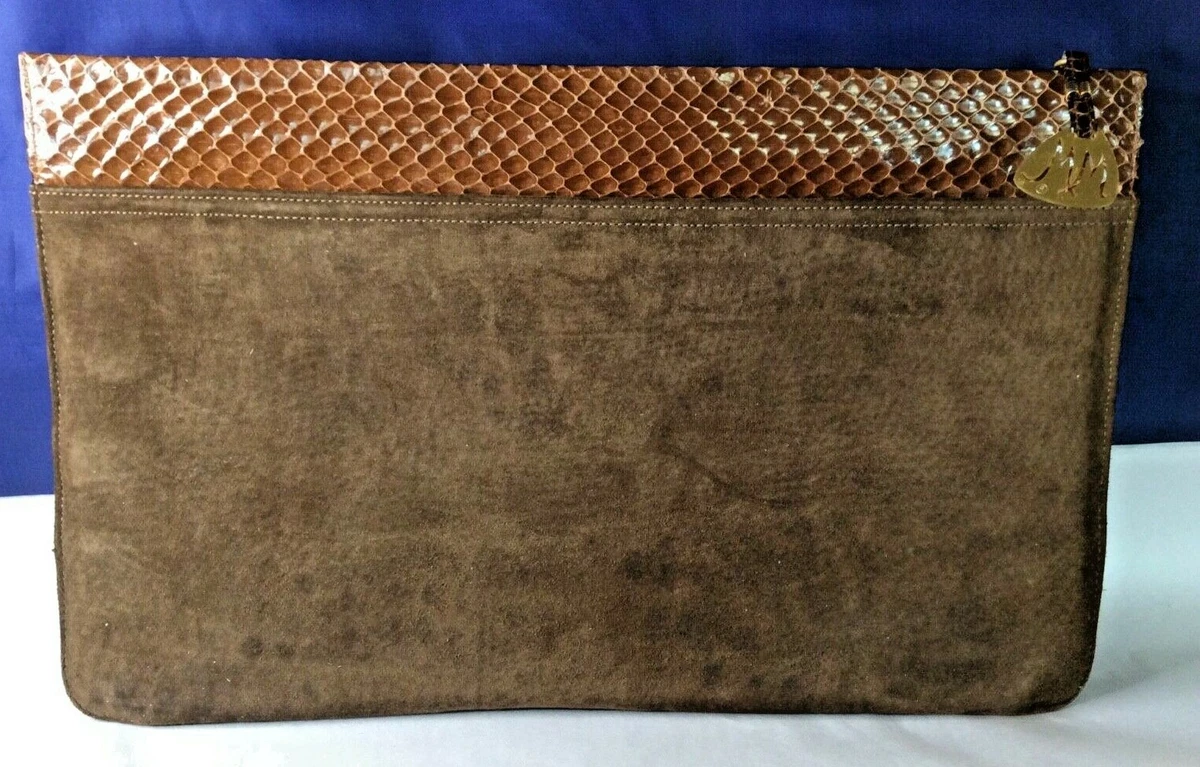 Genuine Vintage Morris Moskowitz pocketbook clutch purse leather suede skin