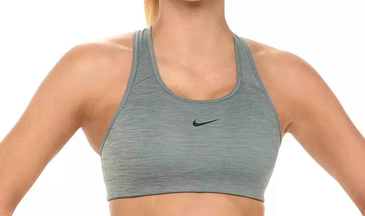 Nike Women's Grey/Black 1-Piece Pad Medium S Sports Bra (BV3636