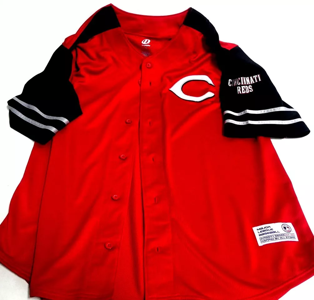 Cincinnati Reds Button Up Short Sleeve Shirt Jersey Red XL Dynasty