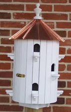 10-Hole Low-Roof Bird House with Copper Roof- Amish Made