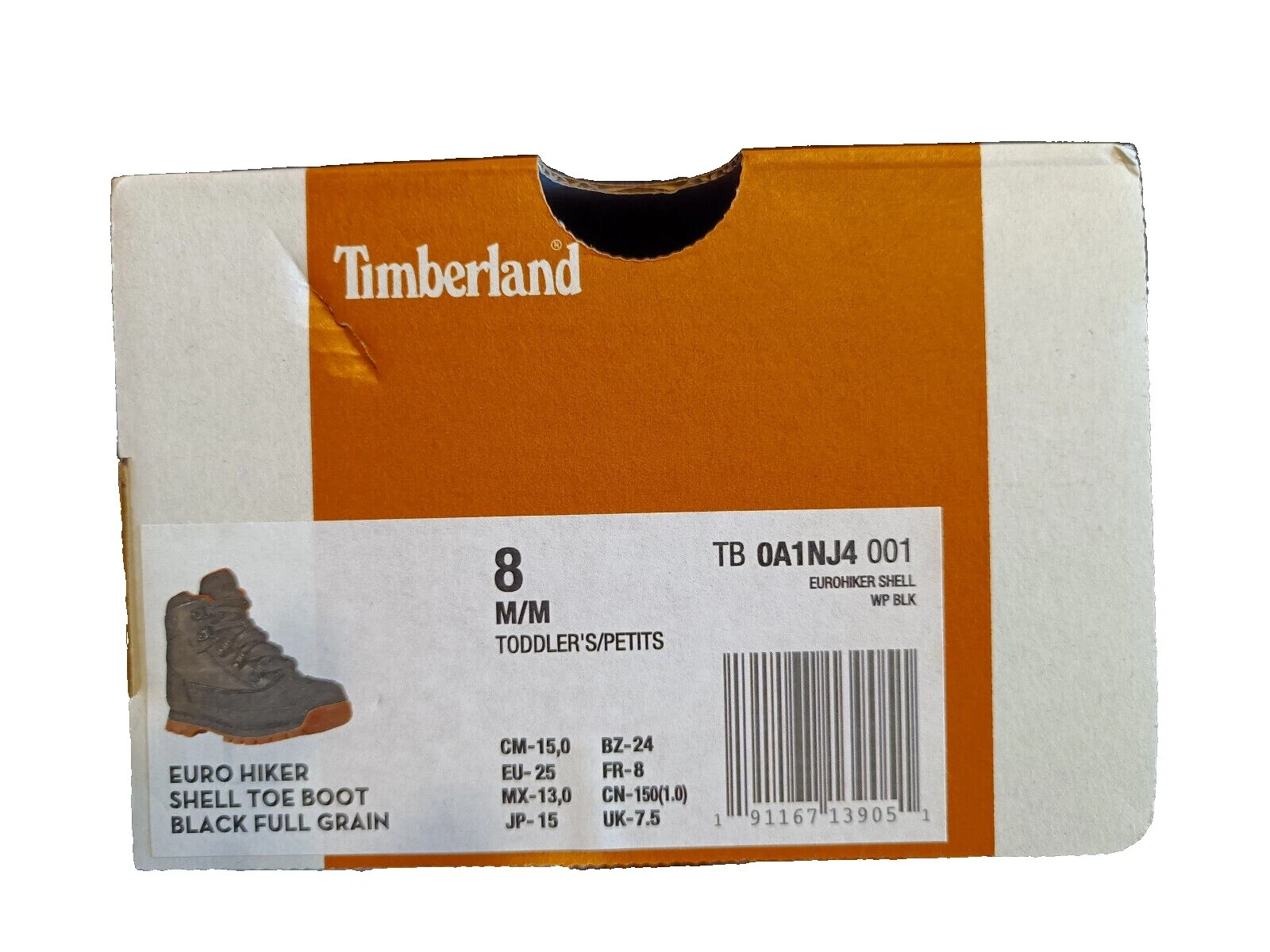Sapato Timberland 8 EUA Sapatos Unissex para Crianças