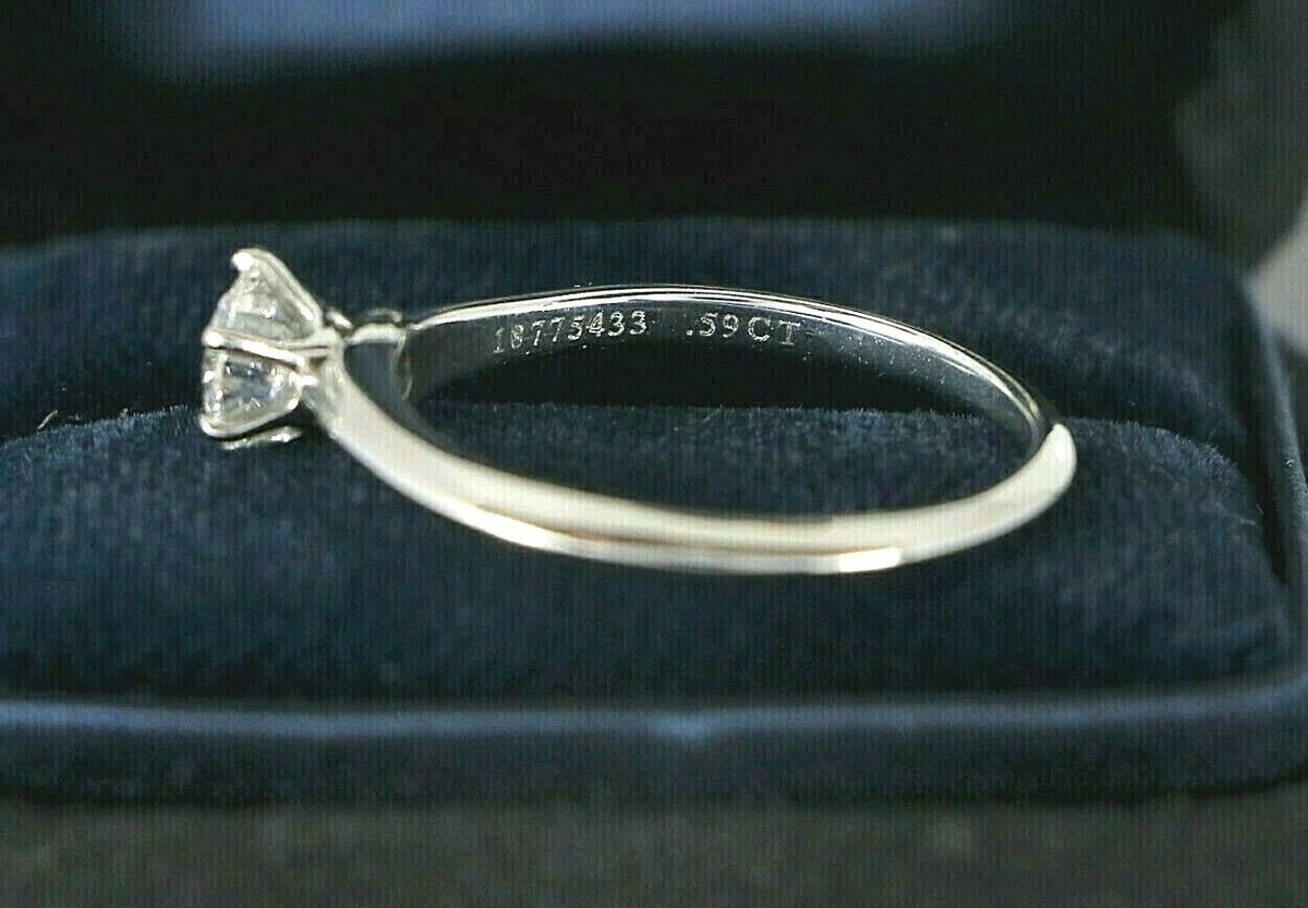 $7650 Tiffany & Co Solitaire Platinum 0.59ct Round G VS1