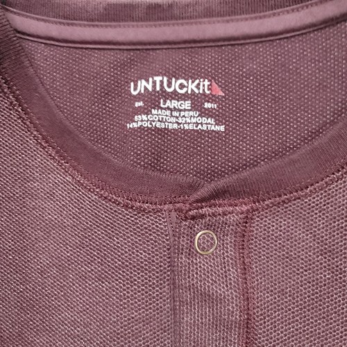 Untuckit Shirt Mens Large Jam Purple Schrock Henley Long Sleeve Cotton Modal - Picture 6 of 10
