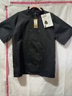 Nwt Medium Chef Coat Cook Jacket Uniform Short Sleeve Black Multi Snap Buttons