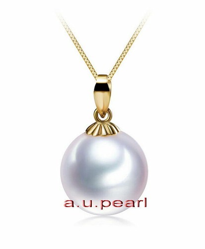 Australia Top quality REAL round WHITE 11-12MM SOUTH SEA PEARL Pendant 18K GOLD - Picture 5 of 6