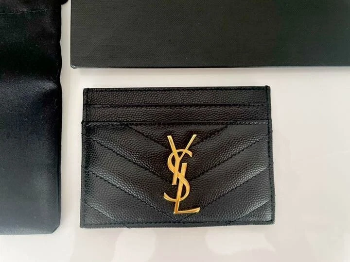 Saint Laurent Monogram Embossed Card Holder - Black