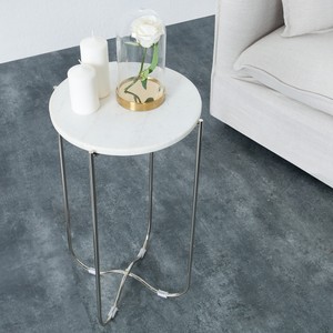 Cagu Design Beistelltisch Rund Florentin Weiss Marmor Silber Gestell 35cm Ebay