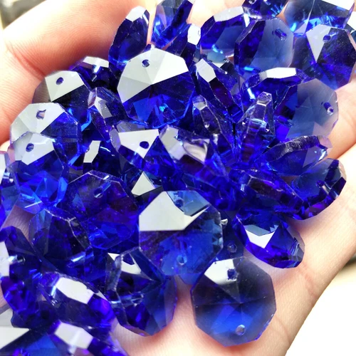 50Pc 14MM Octagon Faceted Glass Crystal Prism Window Decoration Beads Lamp Parts - Picture 9 of 16