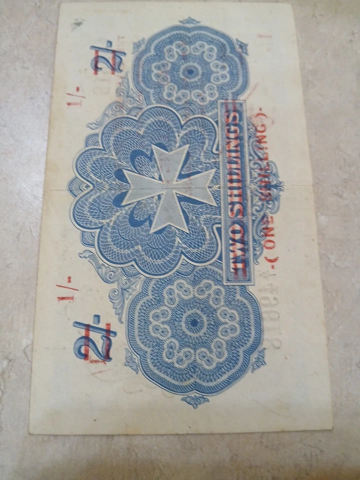 Malta 1 chelín en dos chelines 1918 (nd 1940) Pick-15 Acerca de UNC PMG 55 Foto 2 de 2