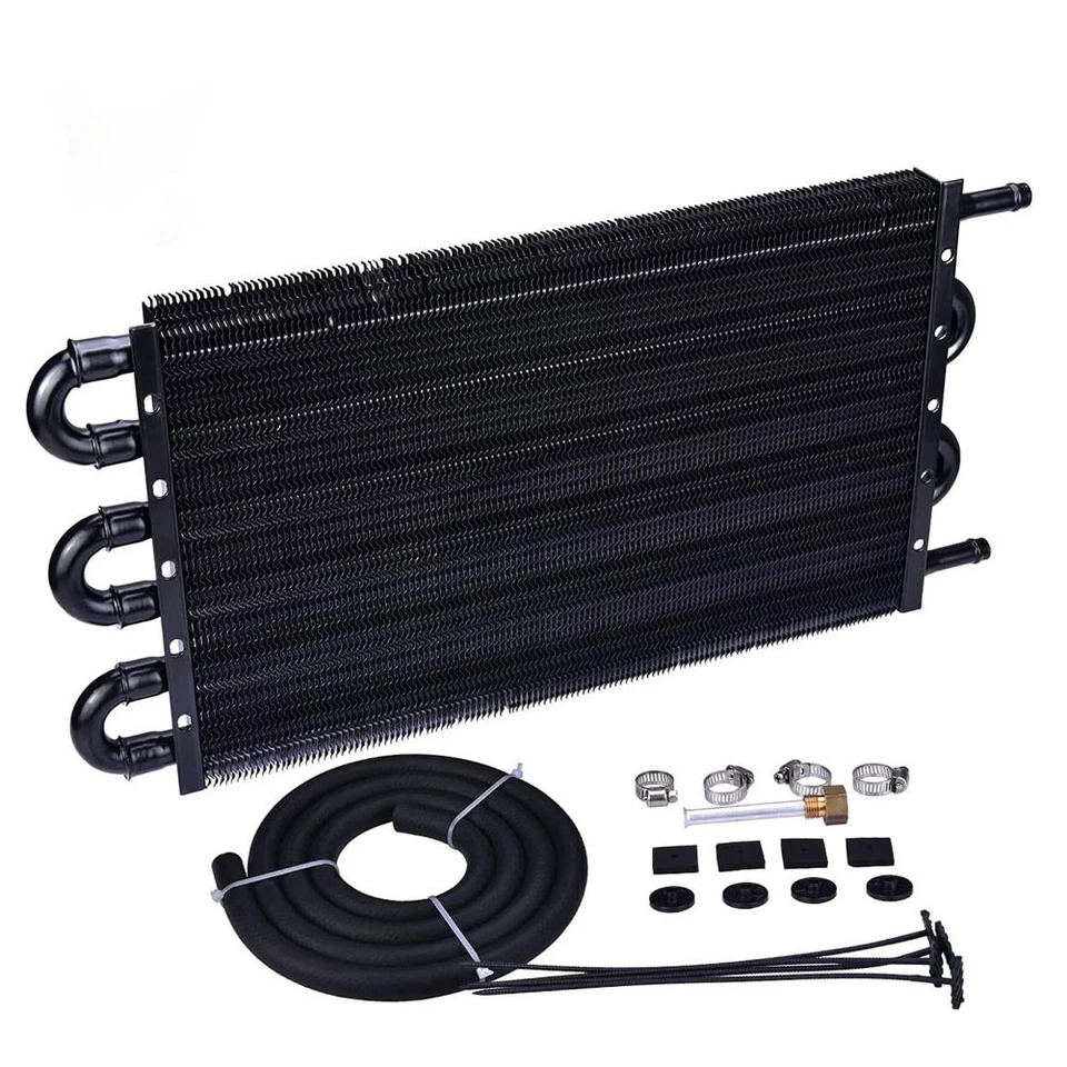 Kit de enfriador de aceite de transmisión universal para automóvil de 5/16" de 6 pasos y enfriador de aletas negro Foto 4 de 4