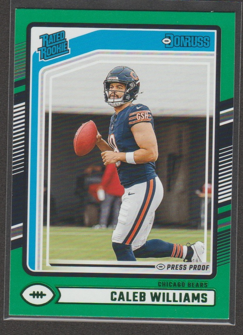 2024 Donruss Football #327 Caleb Williams Green Press Proof parallel RC