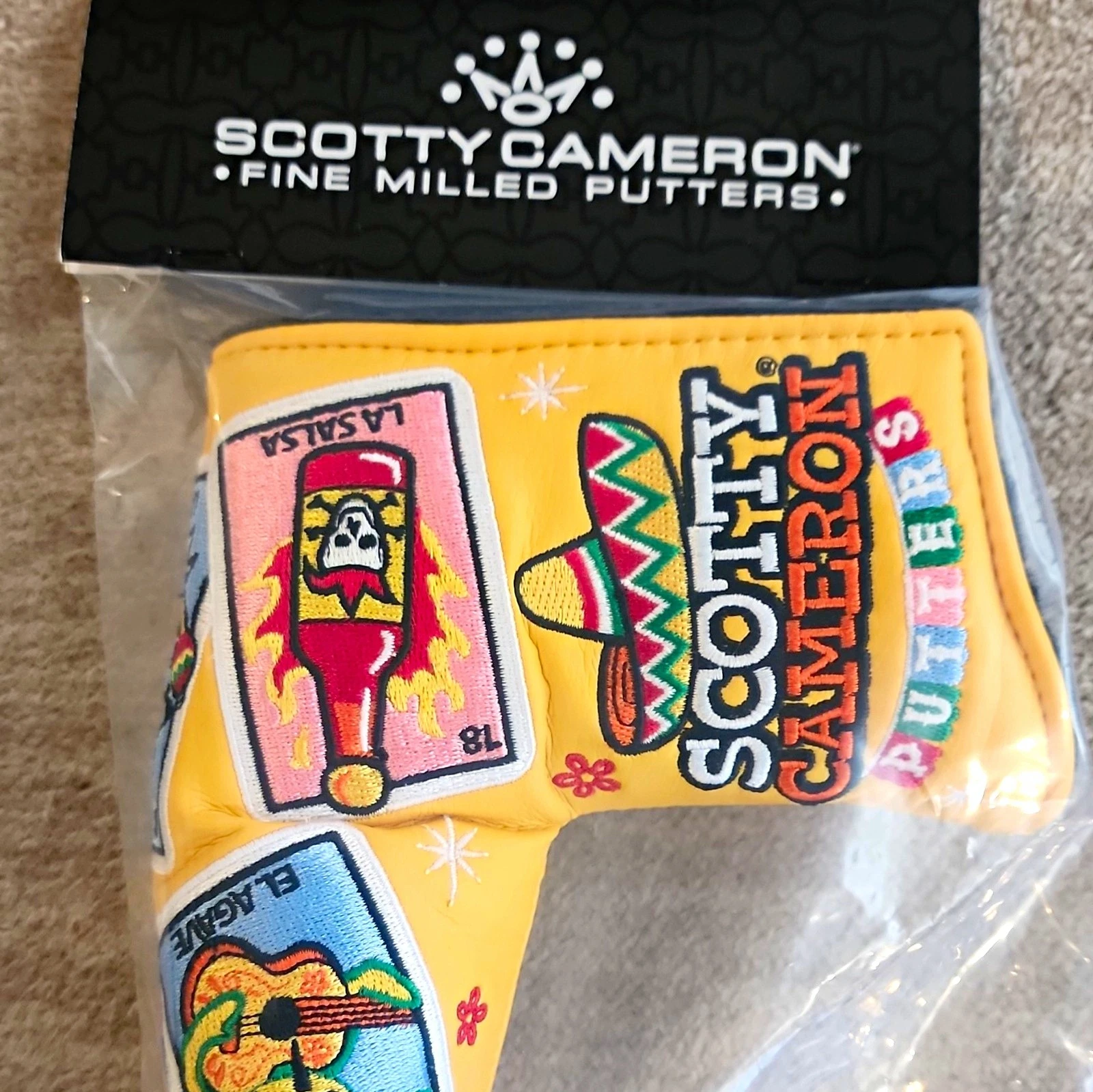 Scotty Cameron Loteria Standard Headcover El Diablo Leather Embroidered Yellow