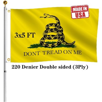 Double Sided Gadsden Flag 3x5 Outdoor- UV Fade Resistant 3Ply Dont Tread On M...