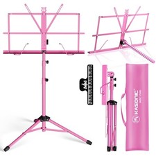 - Music Stand, 2 in 1 Dual-Use Folding Sheet Music Stand  Desktop Book Pink