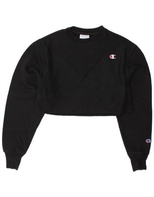 Champion Damen Reverse Weave Oversized Sweatshirt Pullover UK 6 XS Schwarz AT16