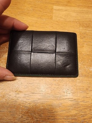 black Bottega Veneta Cassette Card Case crafted in the brand's signature maxi...