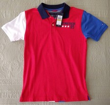 Hilfiger 85 Boys High Risk Red Polo Shirt MEDIUM 12-14 MSRP 40 NWT