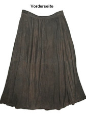 ZEILER Floor-Length Trachten Skirt in Grey-Olive Velour Leather Gr. 42