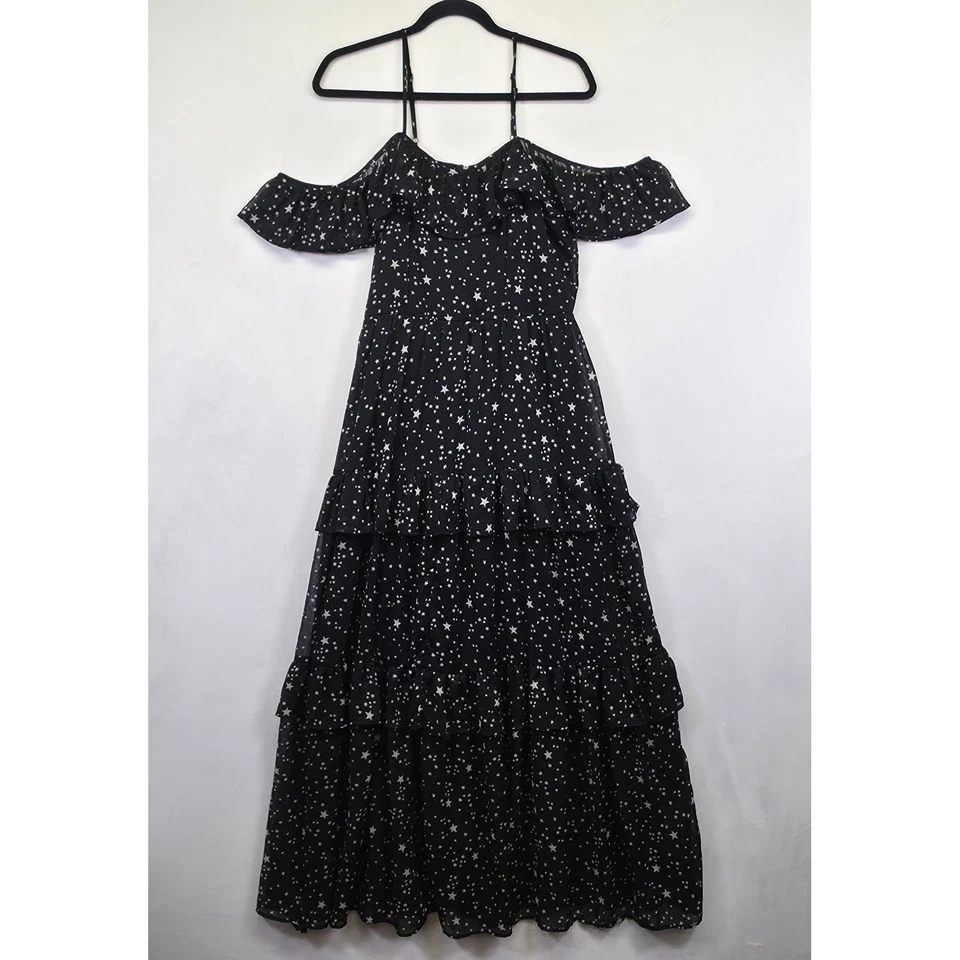 Xhilaration Maxi 连衣裙女式 M 黑色天星夜空分层奇思戈特 — 第 2/4 张图片