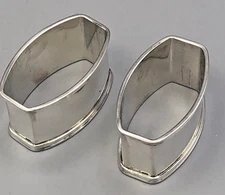 Pair of Sterling Silver Napkin Rings with 925 sterling mark 2.25" x 1.5"