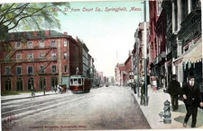 Main Street Court Square Springfield MA Trolley Street Scene Johnson's Bookstore