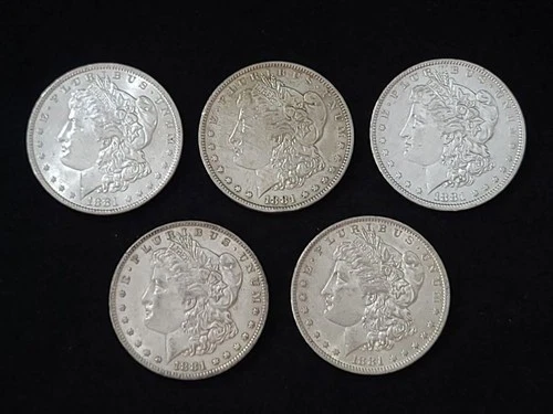 Group of 5 1881-O Morgan Silver Dollars XF-AU NICE!