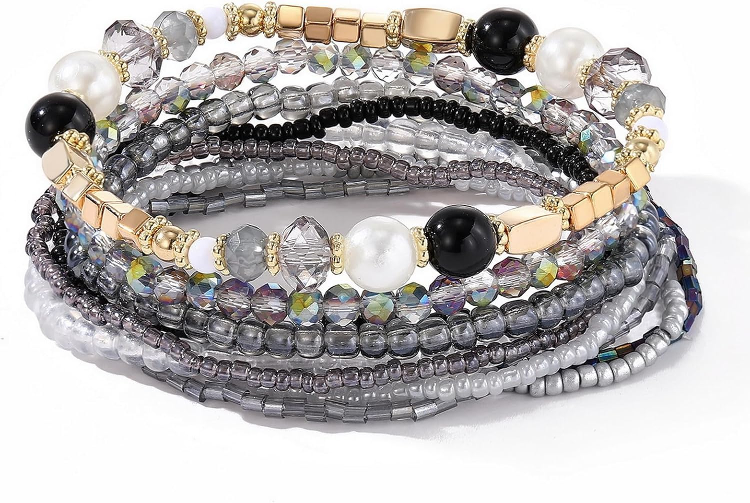 Mengpa Beaded Bracelets for Women Trendy Stacks Boho Bead Bracelet Pack Friendsh