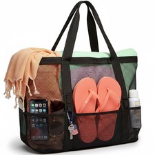 F-color Mesh Beach Bag Family - Large Tote wi...
