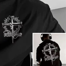 Men's Christian Graphic T-Shirt - Cross & FORGIVEN Front & Back Print T-shirt