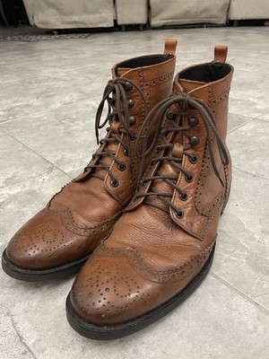 Testoni Basic Tan Leather Wingtip Boots 10D (Johnston Murphy Co.)