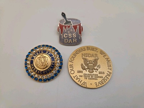 Daughters of the American Revolution California State Society Pin & Coin 3 Piece