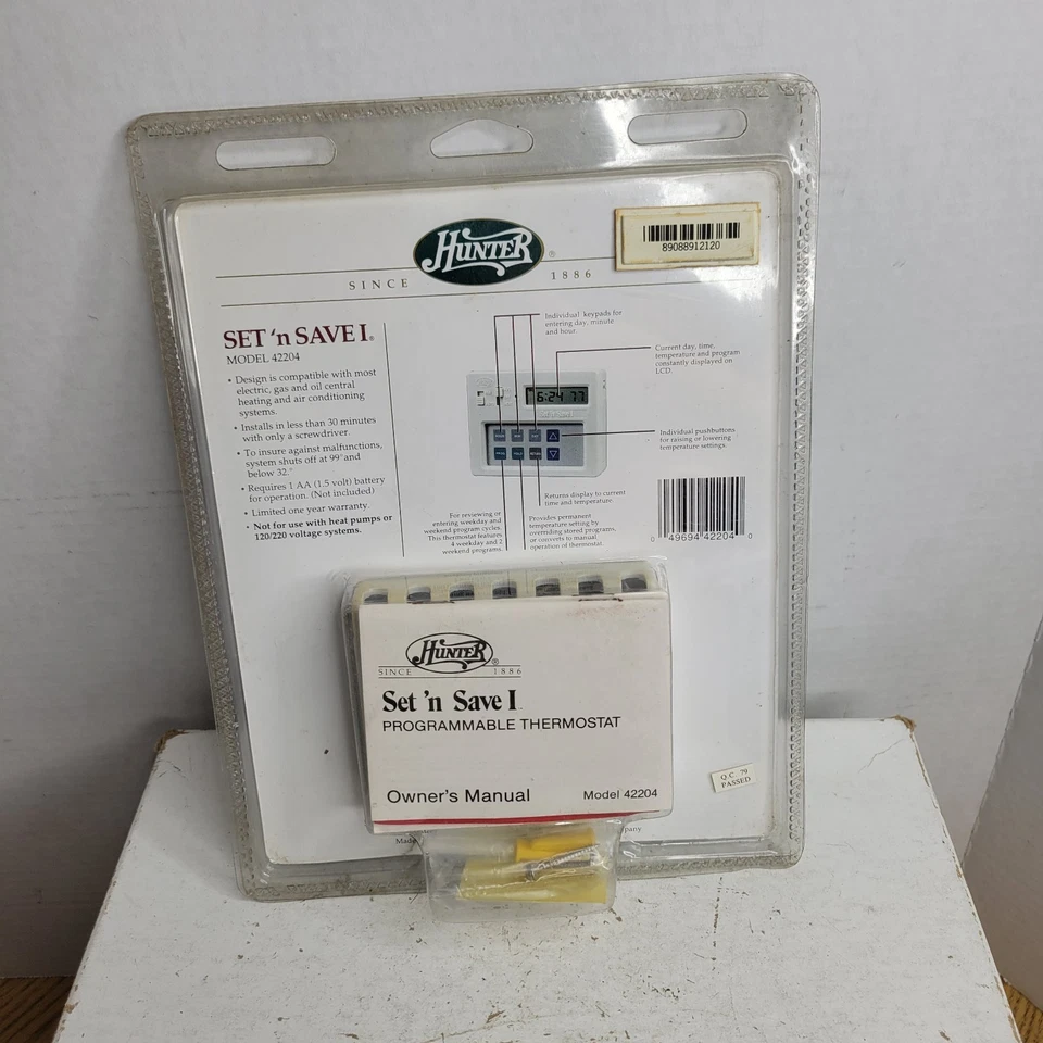 (NEW) Hunter Set "n Save 1 Digital Programmable Thermostat, Model 42204 SEALED - Image 4 of 4