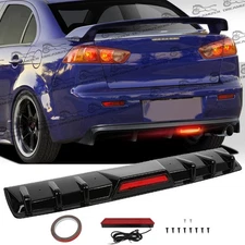 Glossy Black Car Rear Bumper Diffuser Fins Spoiler Lip For Mitsubishi Lancer Evo