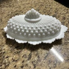 Vintage FENTON White Milk Glass Hobnail Covered Butter Dish COTTAGECORE ✨